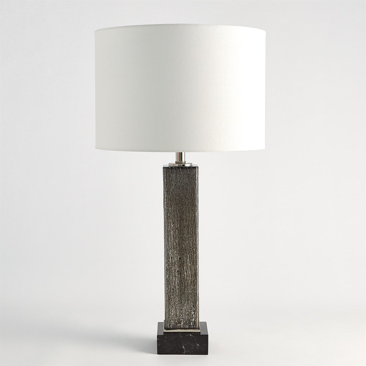 Global Views Square Column Mercury Glass Table Lamp in Nickel 8.82887