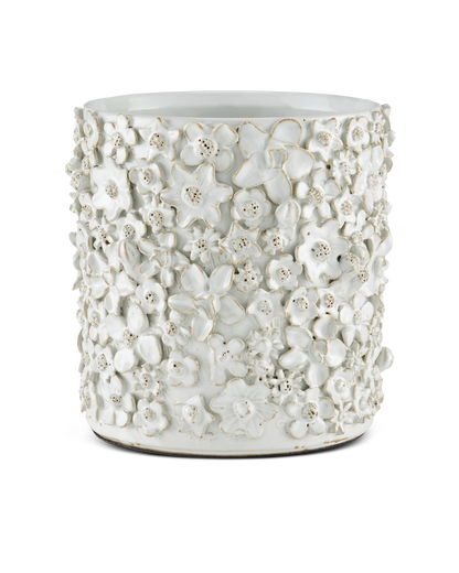 Currey & Co. Jessamine Medium White Cachepot 1200-0627