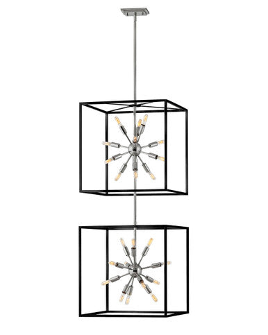 Hinkley Lighting Aros Large Open Frame Two Tier Black with Polished Nickel accents 46316BLK-PN