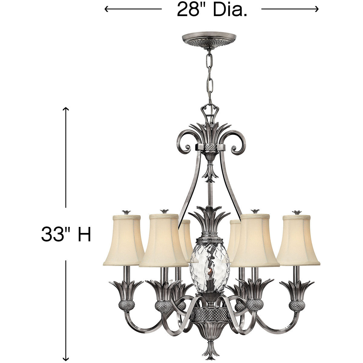 Hinkley Lighting Plantation Large Single Tier Polished Antique Nickel 4886PL