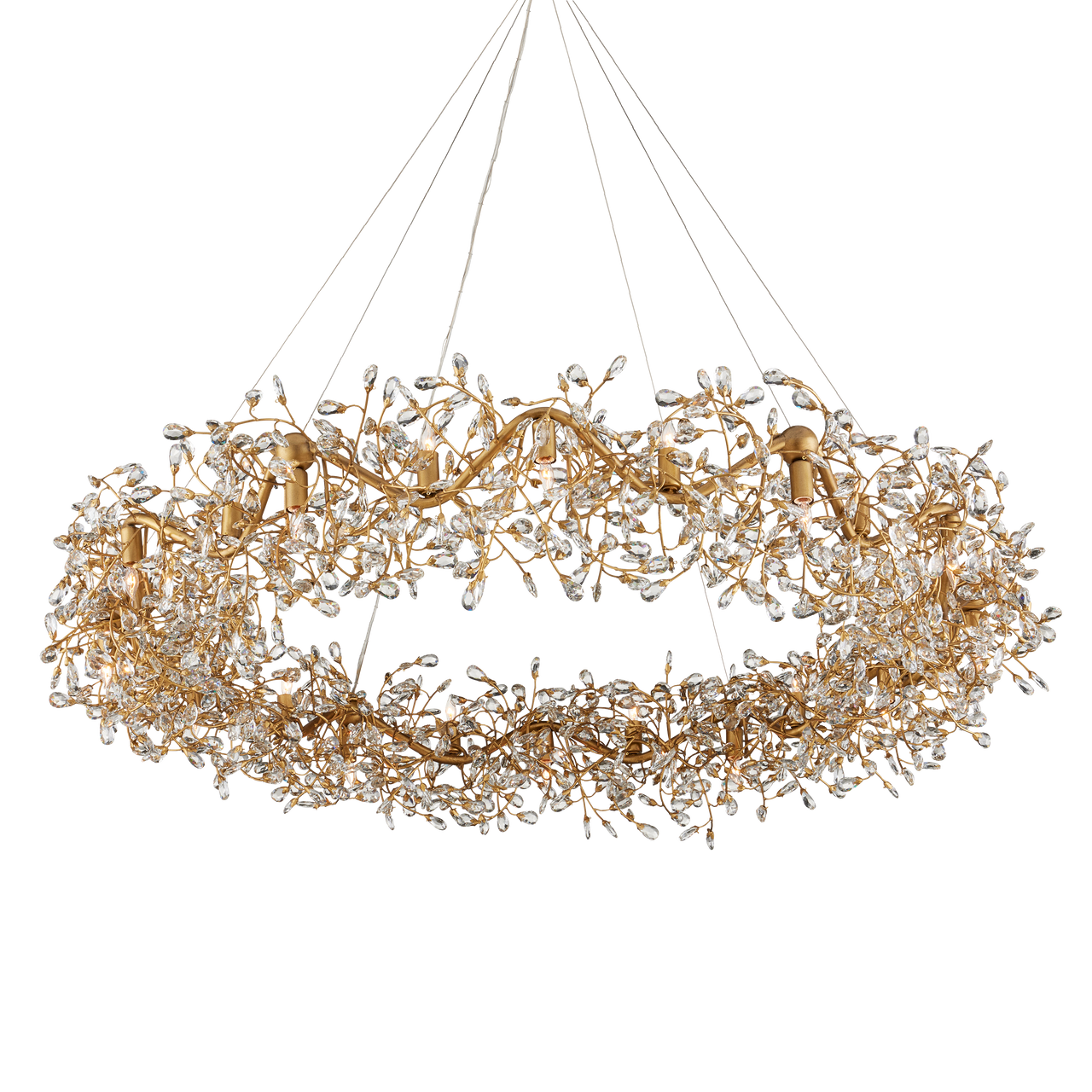 Currey & Co. Crystal Bud 57.5" 24-Light Ring Chandelier 9000-1136