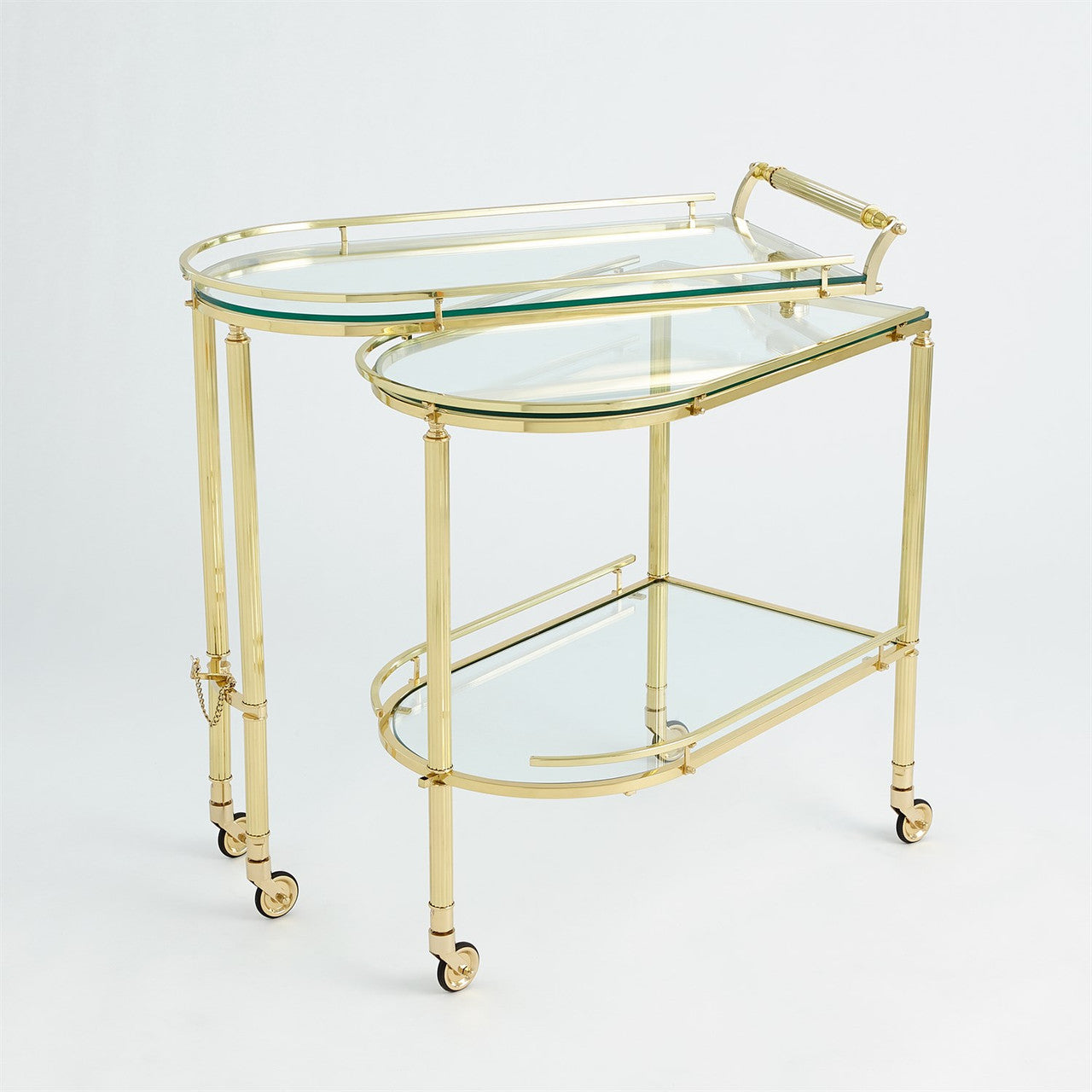 Global Views Gallery Folding Bar Cart Shiny Brass 9.93555