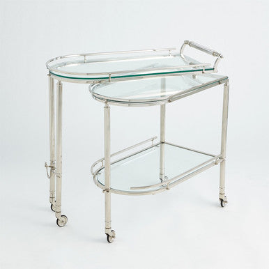 Global Views Gallery Folding Bar Cart Shiny Nickel 9.93554