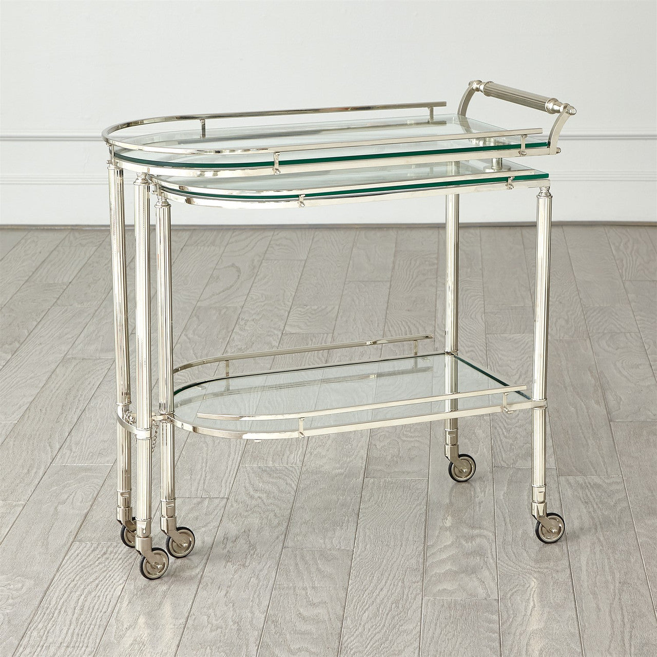 Global Views Gallery Folding Bar Cart Shiny Nickel 9.93554