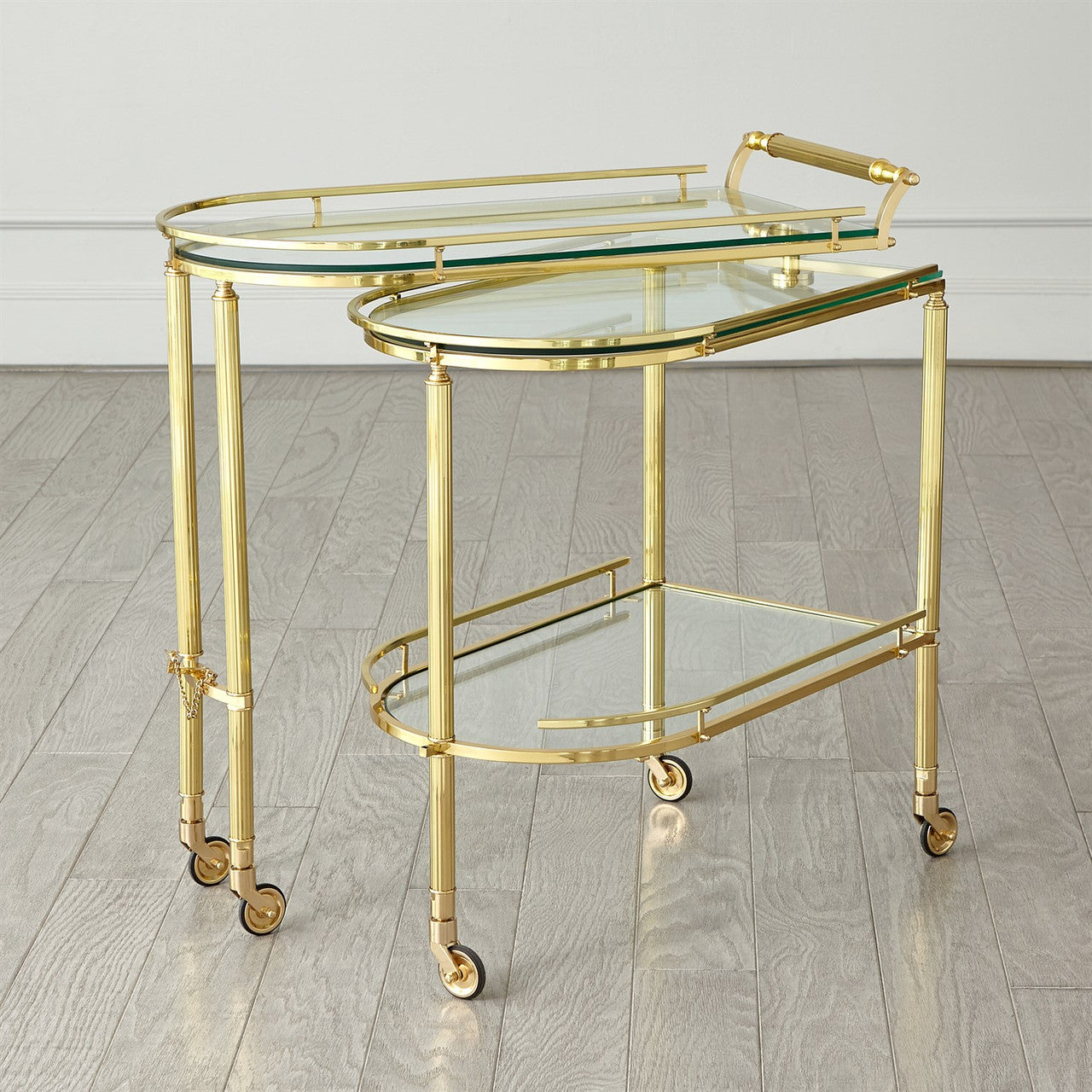 Global Views Gallery Folding Bar Cart Shiny Brass 9.93555