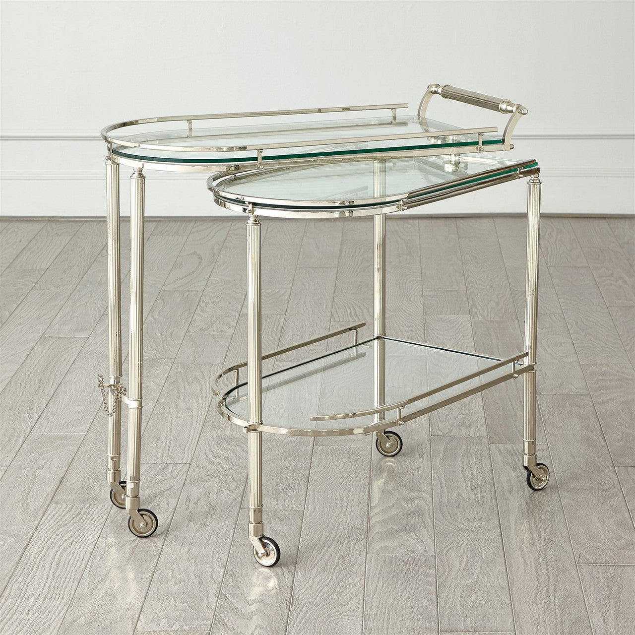 Global Views Gallery Folding Bar Cart Shiny Nickel 9.93554