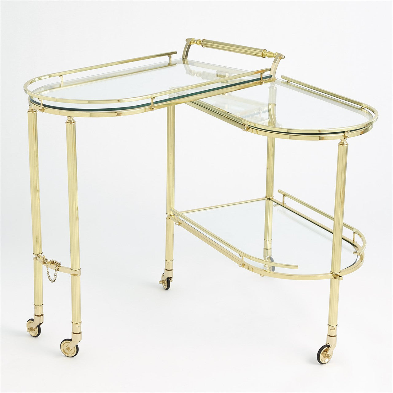 Global Views Gallery Folding Bar Cart Shiny Brass 9.93555