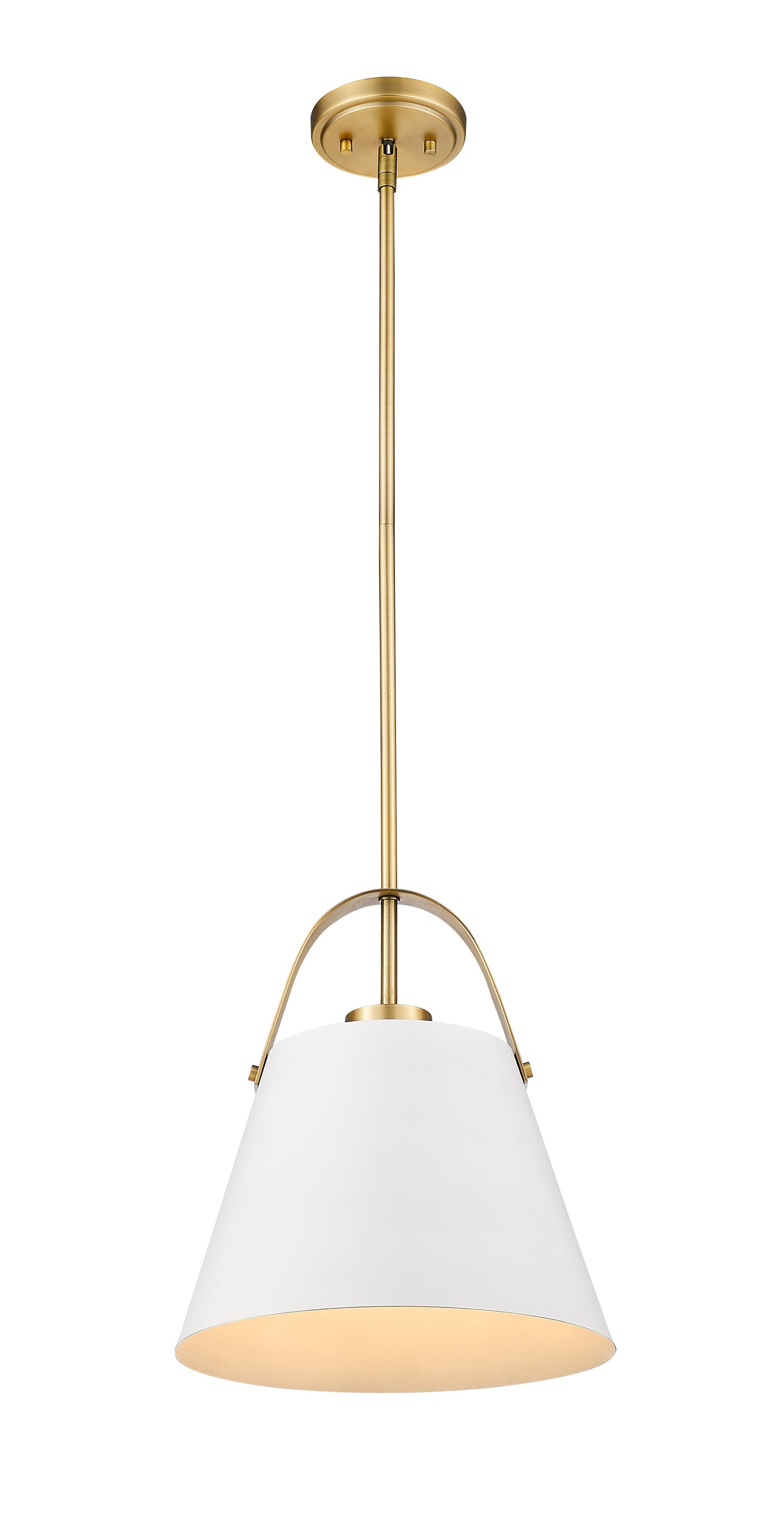 Z-Lite Z-Studio 1 Light Pendant in Matte White + Heritage Brass 726P-MW+HBR