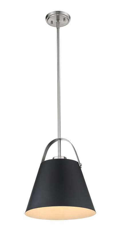 Z-Lite Z-Studio 1 Light Pendant in Matte Black + Brushed Nickel 726P-MB+BN