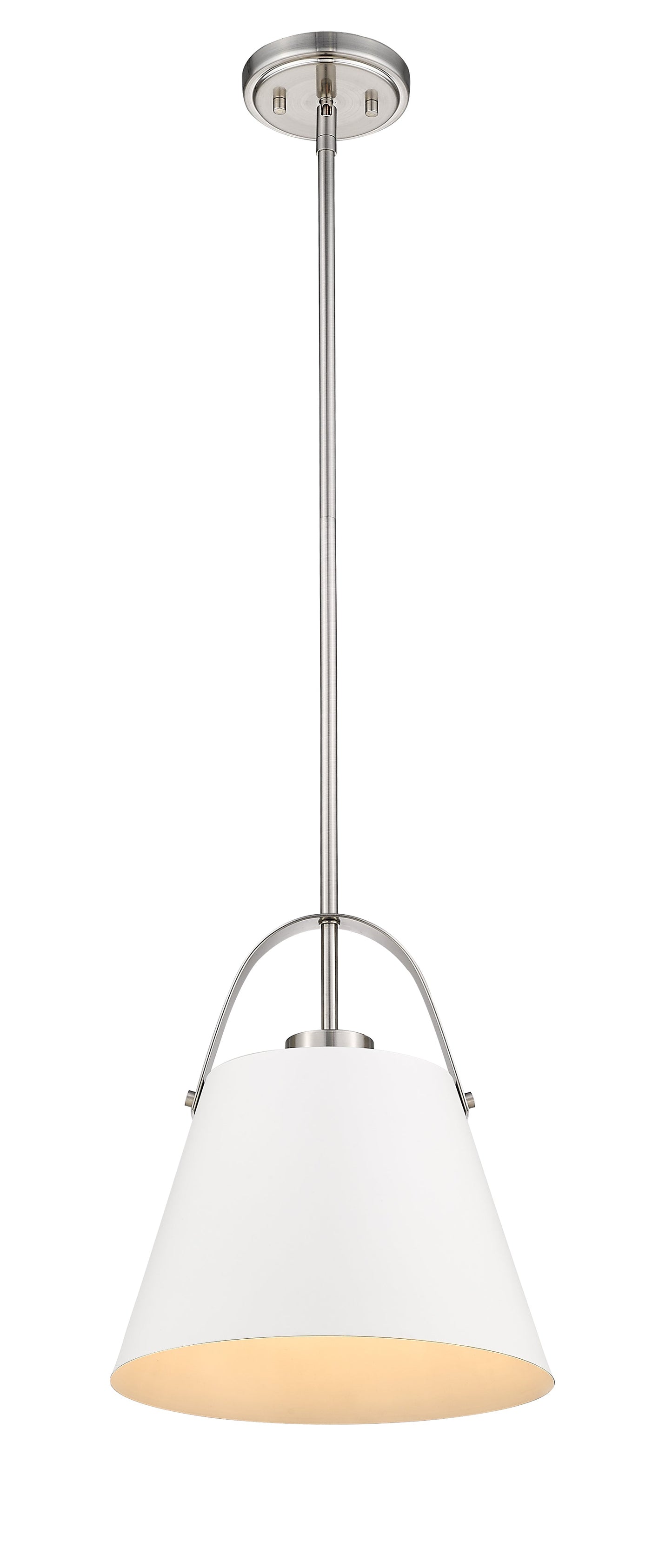 Z-Lite Z-Studio 1 Light Pendant in Matte White + Brushed Nickel 726P-MW+BN