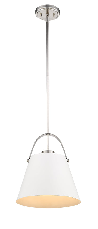 Z-Lite Z-Studio 1 Light Pendant in Matte White + Brushed Nickel 726P-MW+BN