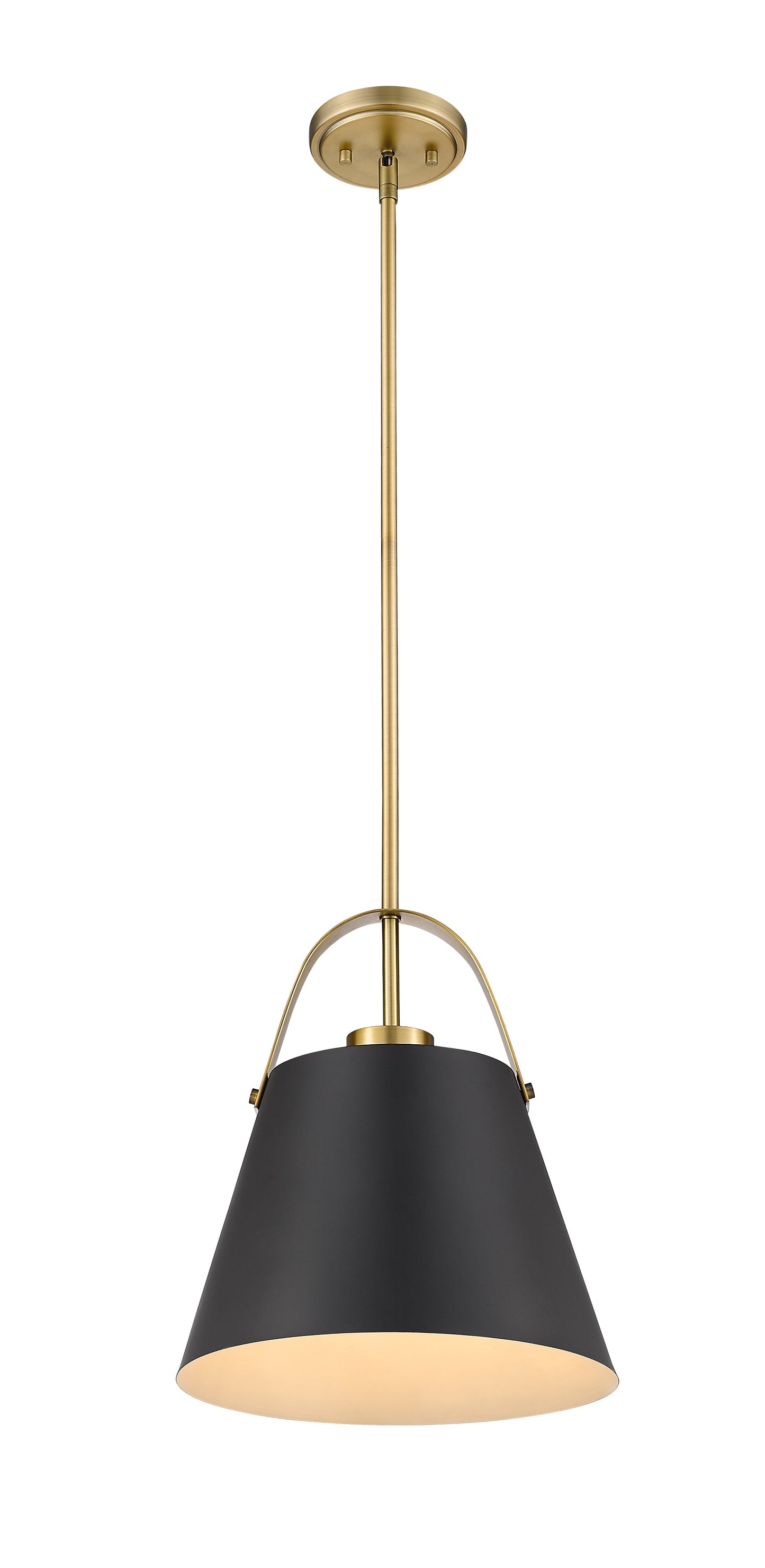 Z-Lite Z-Studio 1 Light Pendant in Matte Black + Heritage Brass 726P-MB+HBR