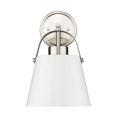 Z-Lite Z-Studio 1 Light Wall Sconce in Matte White + Brushed Nickel 726-1S-MW+BN