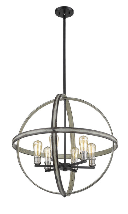 Z-Lite Kirkland 6 Light Chandelier in Ashen Barnboard 472B26-ABB