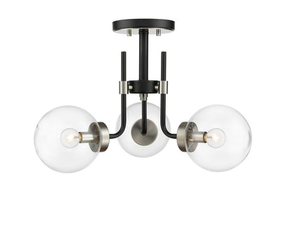 Z-Lite Parsons 3 Light Semi Flush Mount in Matte Black + Brushed Nickel 477-3SF-MB-BN