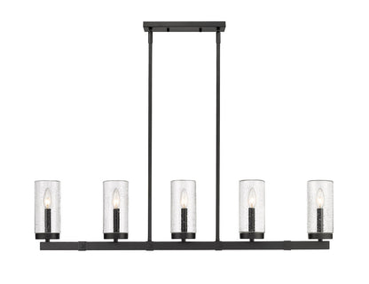 Z-Lite Marlow 5 Light Outdoor Linear Chandelier in Matte Black 589-5L-BK