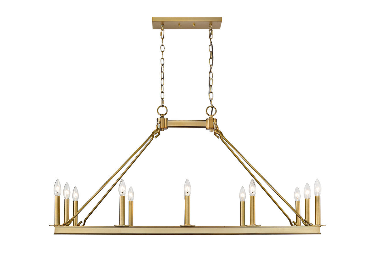 Z-Lite Barclay 12 Light Linear Chandelier in Olde Brass 482-12L-OBR