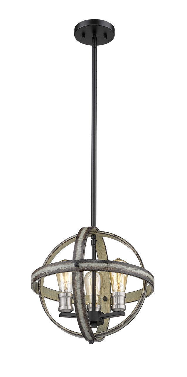 Z-Lite Kirkland 3 Light Pendant in Ashen Barnboard 472B14-ABB