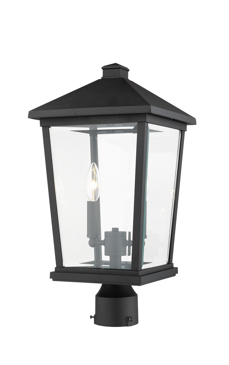 Z-Lite Beacon 2 Light Outdoor Post Mount Fixture in Black 568PHBR-BK