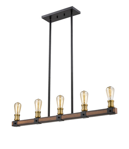 Z-Lite Kirkland 5 Light Linear Chandelier in Rustic Mahogany 472-5L-RM