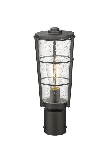 Z-Lite Helix 1 Light Outdoor Post Mount Fixture in Black 591PHM-BK