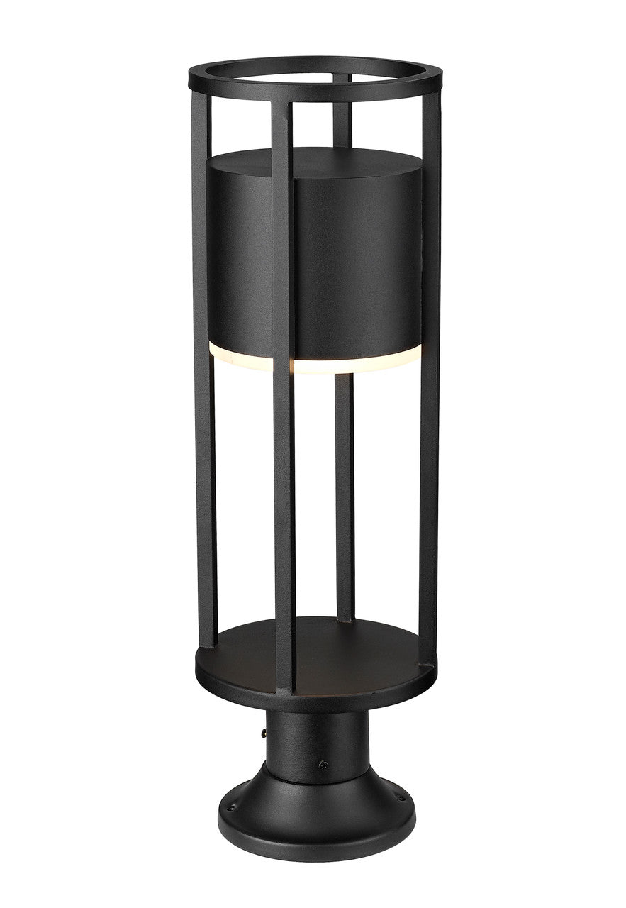 Z-Lite Luca 1 Light Outdoor Pier Mounted Fixture in Black 517PHM-553PM-BK-LED