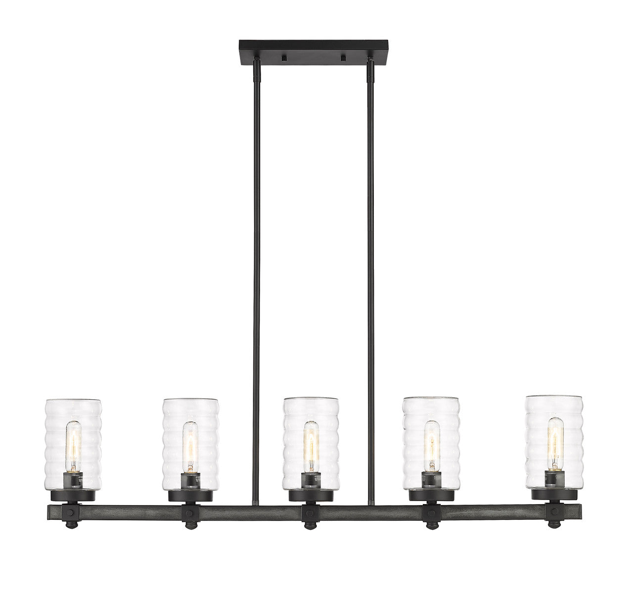 Z-Lite Tahoe 5 Light Outdoor Linear Chandelier in Ashen Barnboard 588-5L-ABB