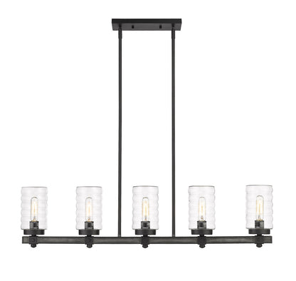 Z-Lite Tahoe 5 Light Outdoor Linear Chandelier in Ashen Barnboard 588-5L-ABB