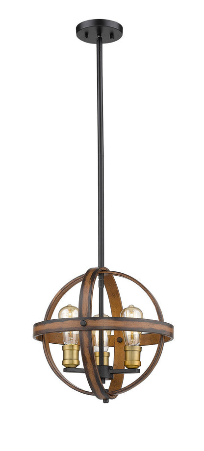 Z-Lite Kirkland 3 Light Pendant in Rustic Mahogany 472B14-RM