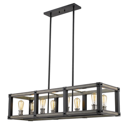 Z-Lite Kirkland 8 Light Linear Chandelier in Ashen Barnboard 472-8L-ABB