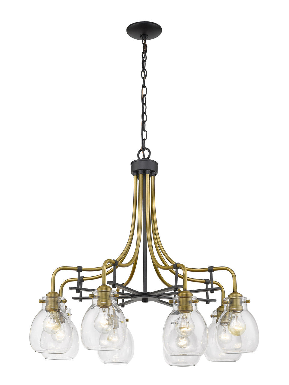 Z-Lite Kraken 8 Light Chandelier in Matte Black + Olde Brass 466-8MB-OBR