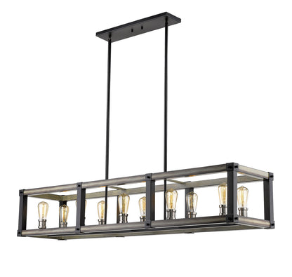 Z-Lite Kirkland 10 Light Linear Chandelier in Ashen Barnboard 472-10L-ABB