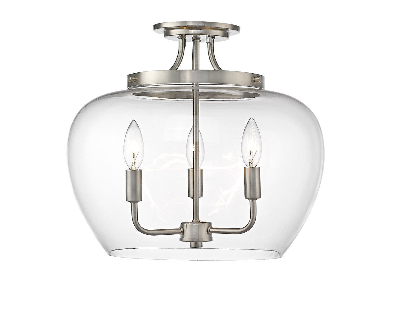 Z-Lite Joliet 3 Light Semi Flush Mount in Brushed Nickel 473SF-BN