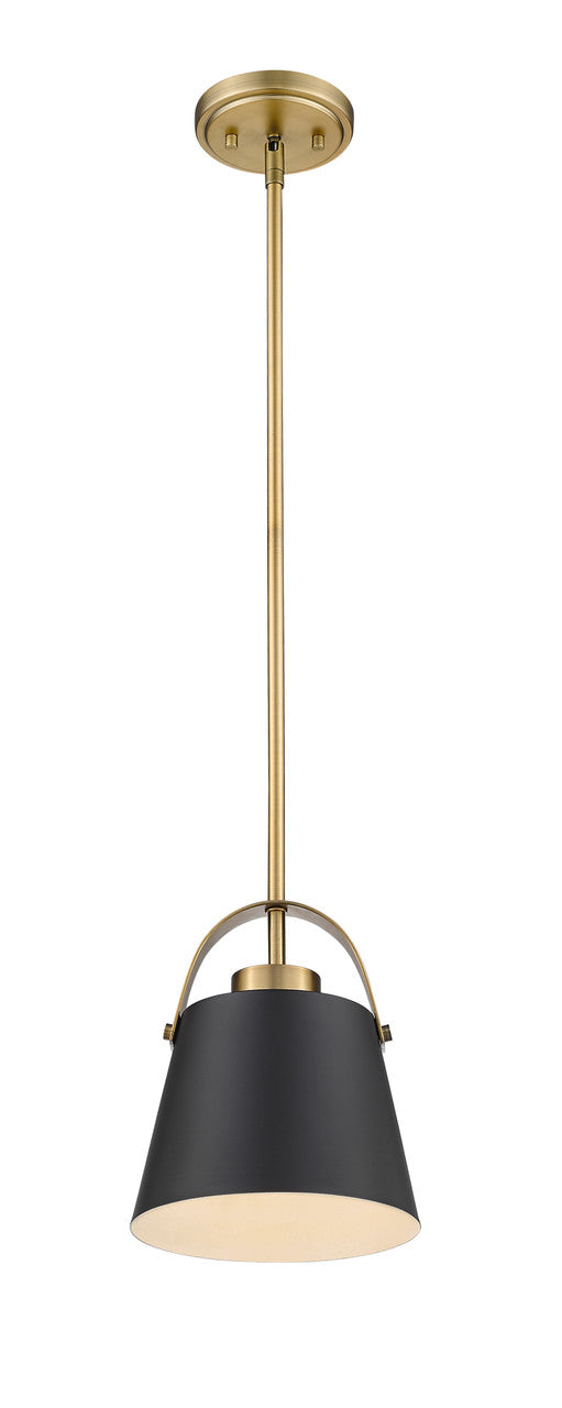 Z-Lite Z-Studio 1 Light Pendant in Matte Black + Heritage Brass 726MP-MB+HBR