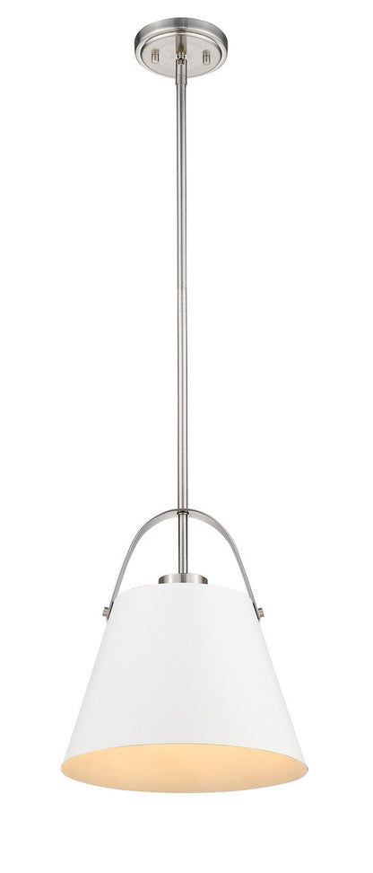 Z-Lite Z-Studio 1 Light Pendant in Matte White + Brushed Nickel 726P-MW+BN