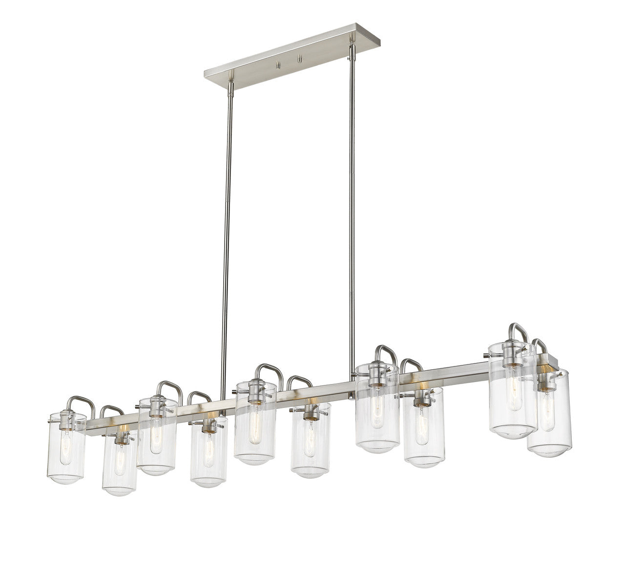 Z-Lite Delaney 10 Light Linear Chandelier in Brushed Nickel 471-10L-BN