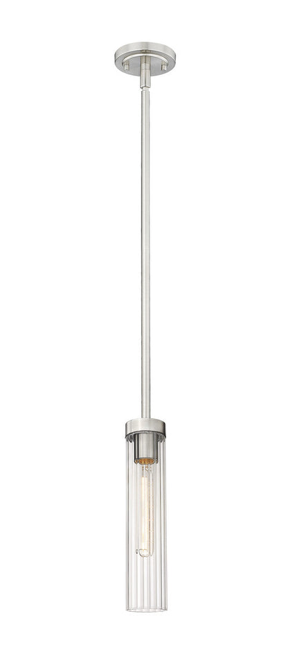 Z-Lite Beau 1 Light Pendant in Brushed Nickel 740P-ROD-BN