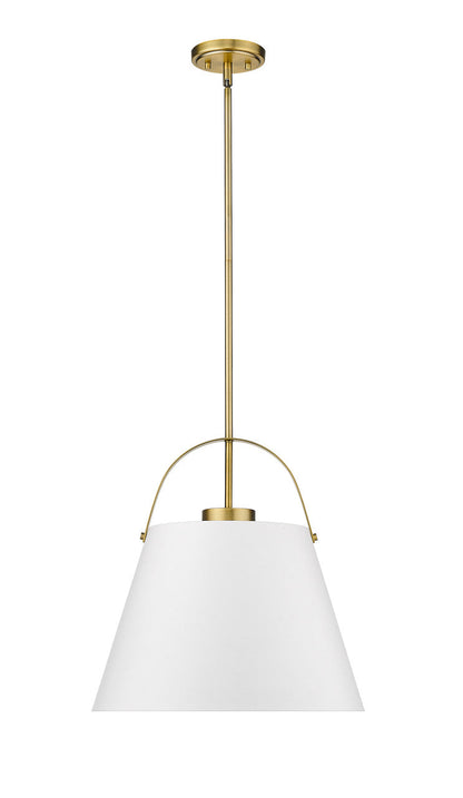 Z-Lite Z-Studio 1 Light Pendant in Matte White + Heritage Brass 726P18-MW+HBR