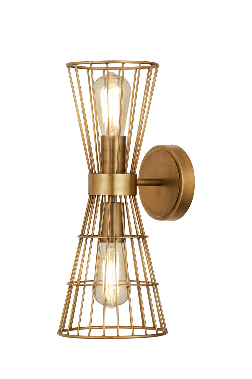 Z-Lite Alito 2 Light Wall Sconce in Rubbed Brass 6015-2S-RB