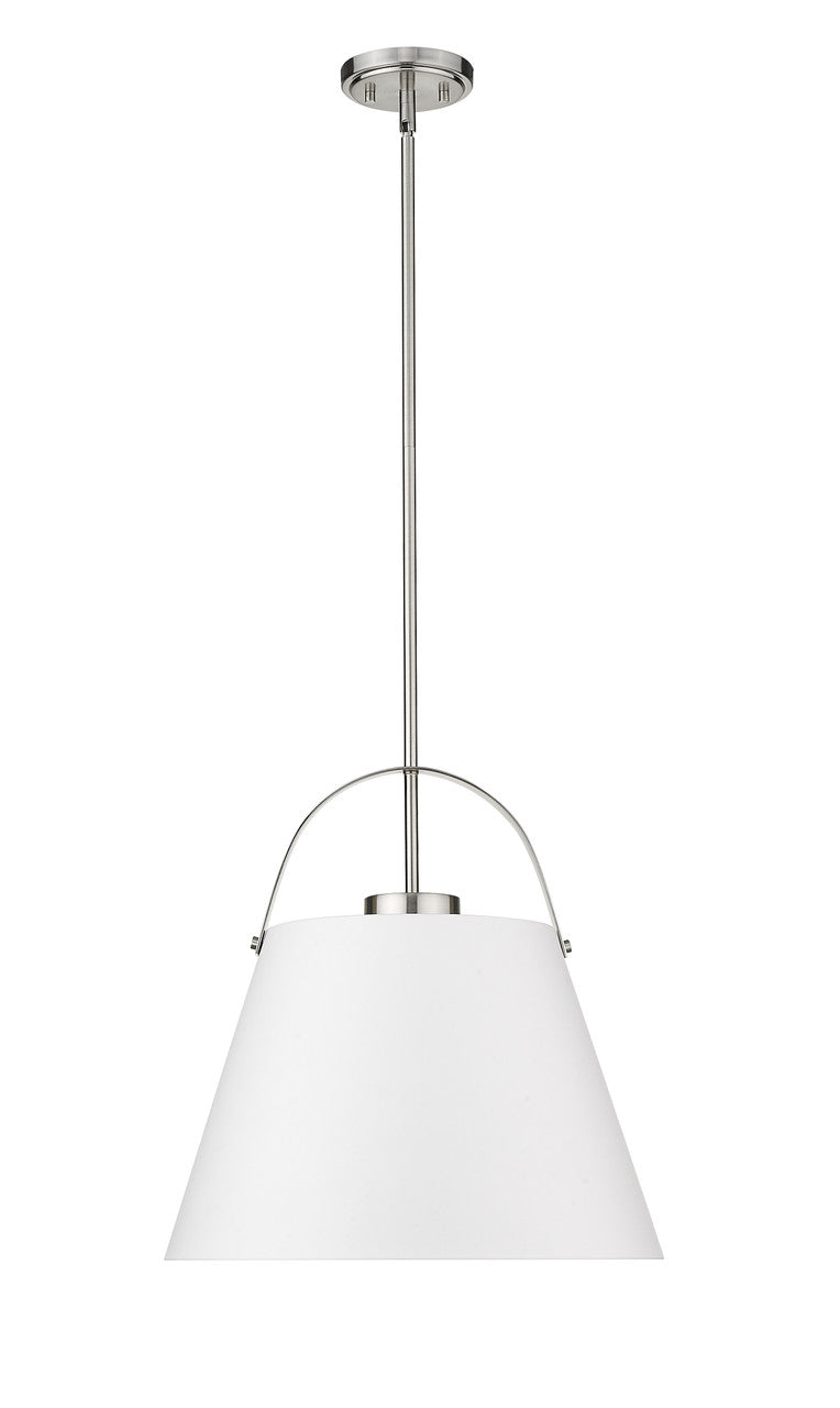 Z-Lite Z-Studio 1 Light Pendant in Matte White + Brushed Nickel 726P18-MW+BN