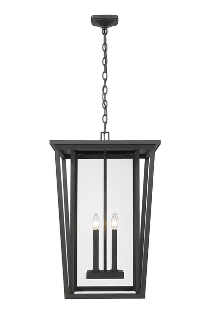 Z-Lite Seoul 4 Light Outdoor Chain Mount Ceiling Fixture in Black 571CHXXL-BK