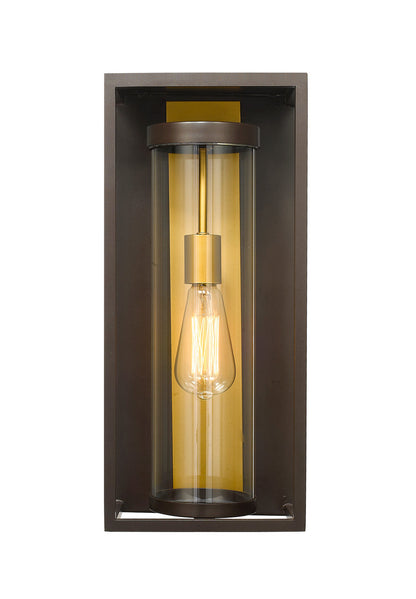 Z-Lite Dunbroch 1 Light Outdoor Wall Light in Deep Bronze + Outdoor Brass 584M-DBZ-OBS