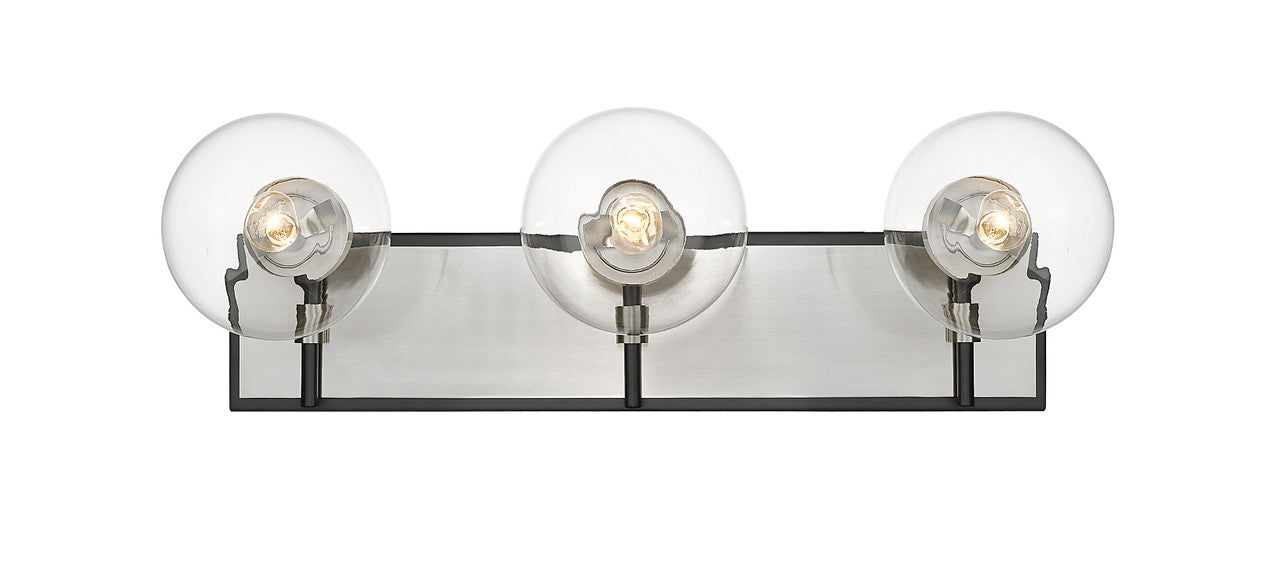 Z-Lite Parsons 3 Light Vanity in Matte Black + Brushed Nickel 477-3V-MB-BN