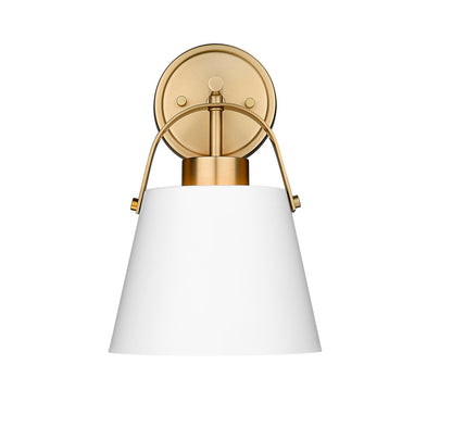 Z-Lite Z-Studio 1 Light Wall Sconce in Matte White + Heritage Brass 726-1S-MW+HBR