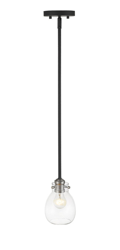 Z-Lite Kraken 1 Light Pendant in Matte Black + Brushed Nickel 466MP-MB-BN