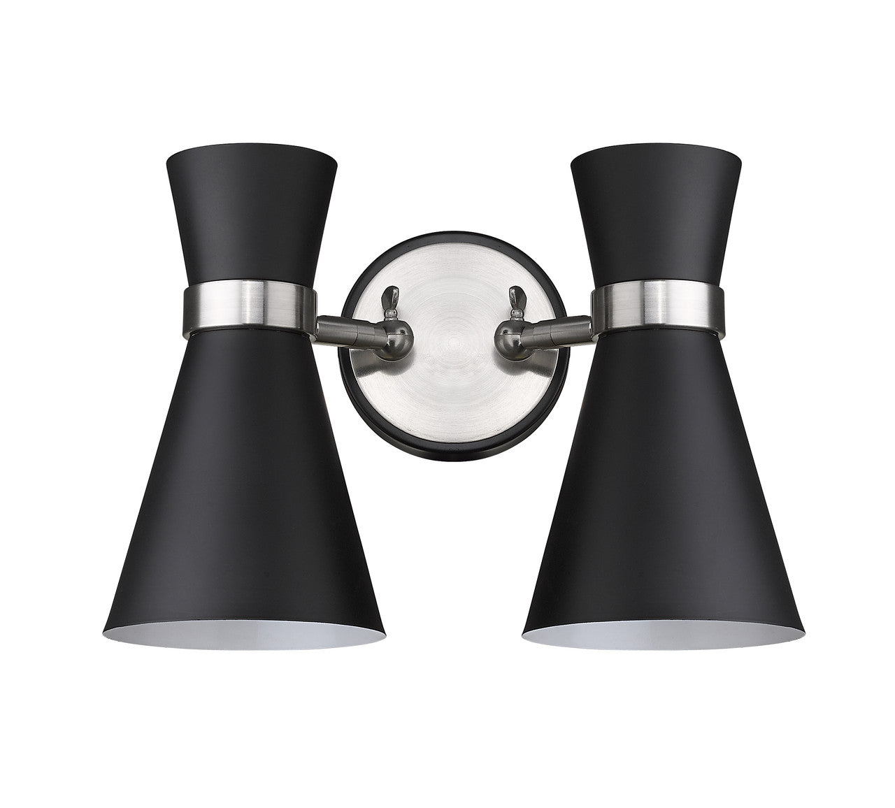 Z-Lite Soriano 2 Light Wall Sconce in Matte Black + Brushed Nickel 728-2S-MB-BN