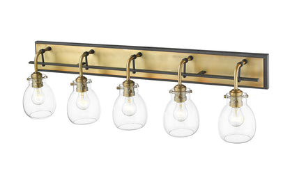 Z-Lite Kraken 5 Light Vanity in Matte Black + Olde Brass 466-5V-MB-OBR