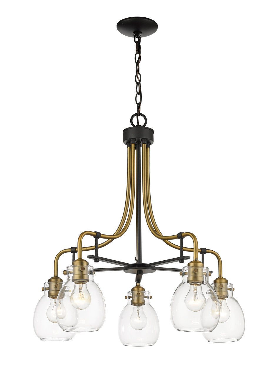 Z-Lite Kraken 5 Light Chandelier in Matte Black + Olde Brass 466-5MB-OBR