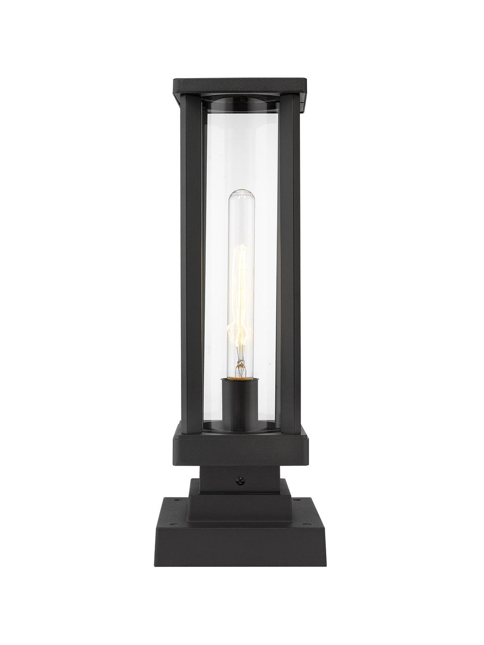 Z-Lite Glenwood 1 Light Outdoor Pier Mounted Fixture in Black 586PHMS-SQPM-BK