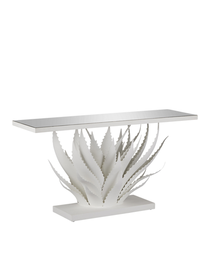 Currey & Co. Agave White Console Table 4000-0168